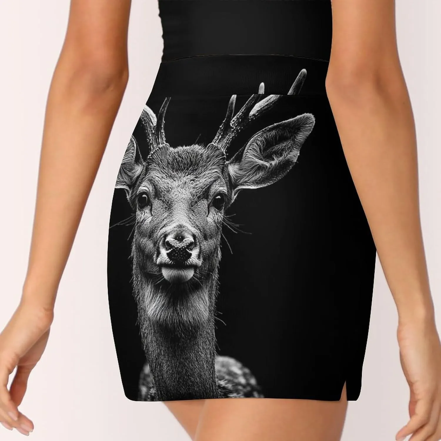 Close Up of Deer Head Women's Mini Tennis Skirt with Shorts Underneath Athletic Workout Cute Skorts