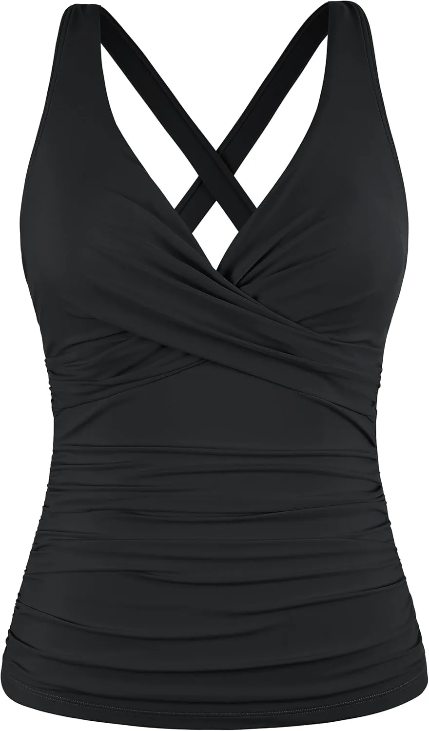 coastal rose Womens Underwire Tankini Top Only Sexy V Neck Swimsuit Top for Big Busted Tummy Control Bathing Suits