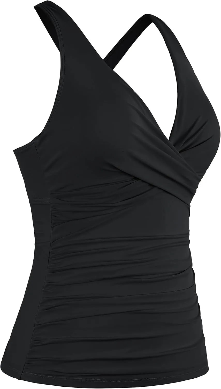 coastal rose Womens Underwire Tankini Top Only Sexy V Neck Swimsuit Top for Big Busted Tummy Control Bathing Suits