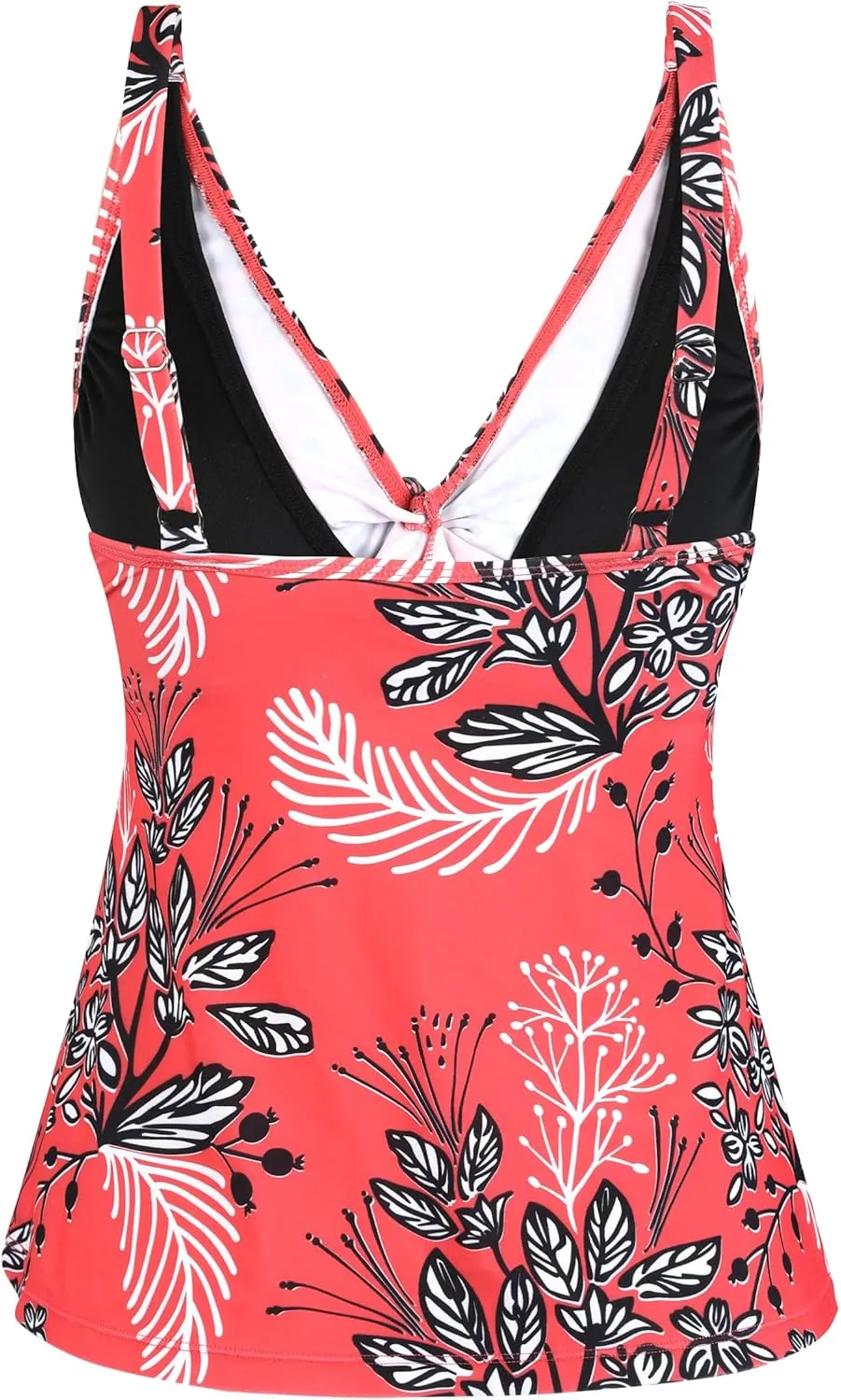 coastal rose Women's Underwire Tankini Top Twist Front V Neck Push Up Swimsuit Top Flowy Bathing Suit Tops Only
