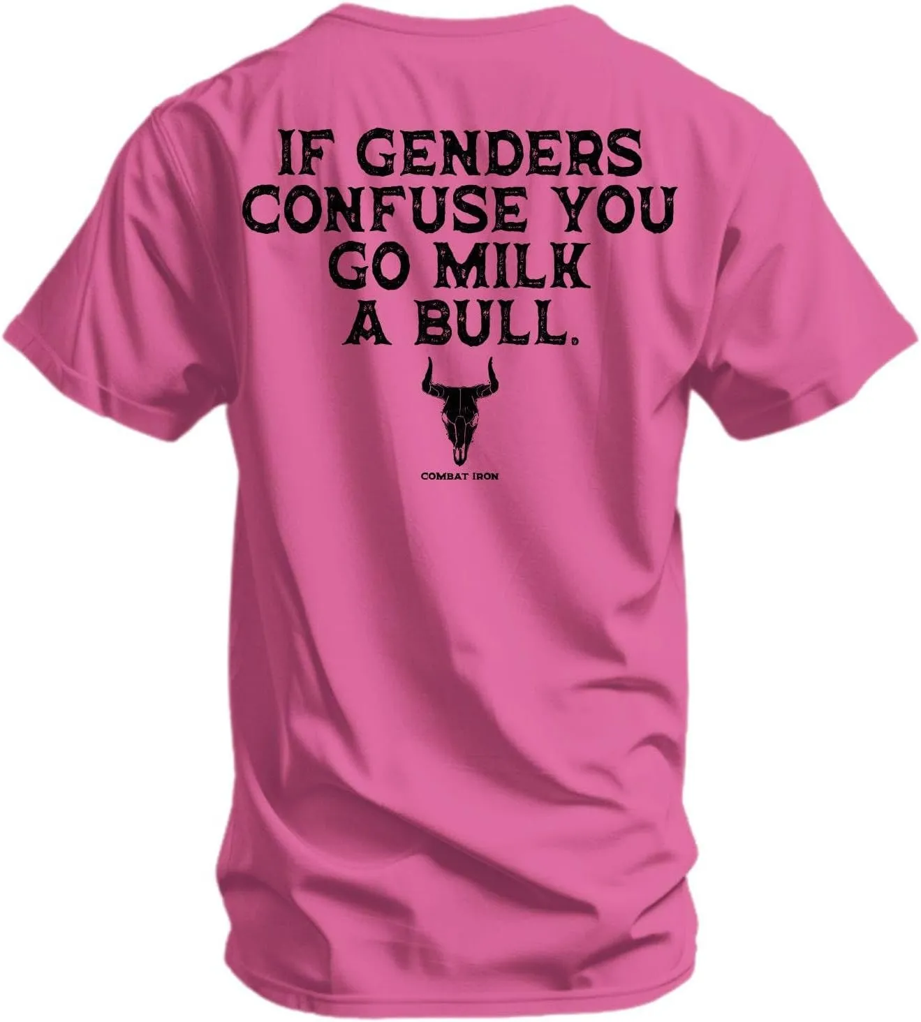 Combat Iron Men's Graphic T-Shirt | Go Milk a Bull | Cotton-Poly Blend | Athletic Fit, Tagless Comfort