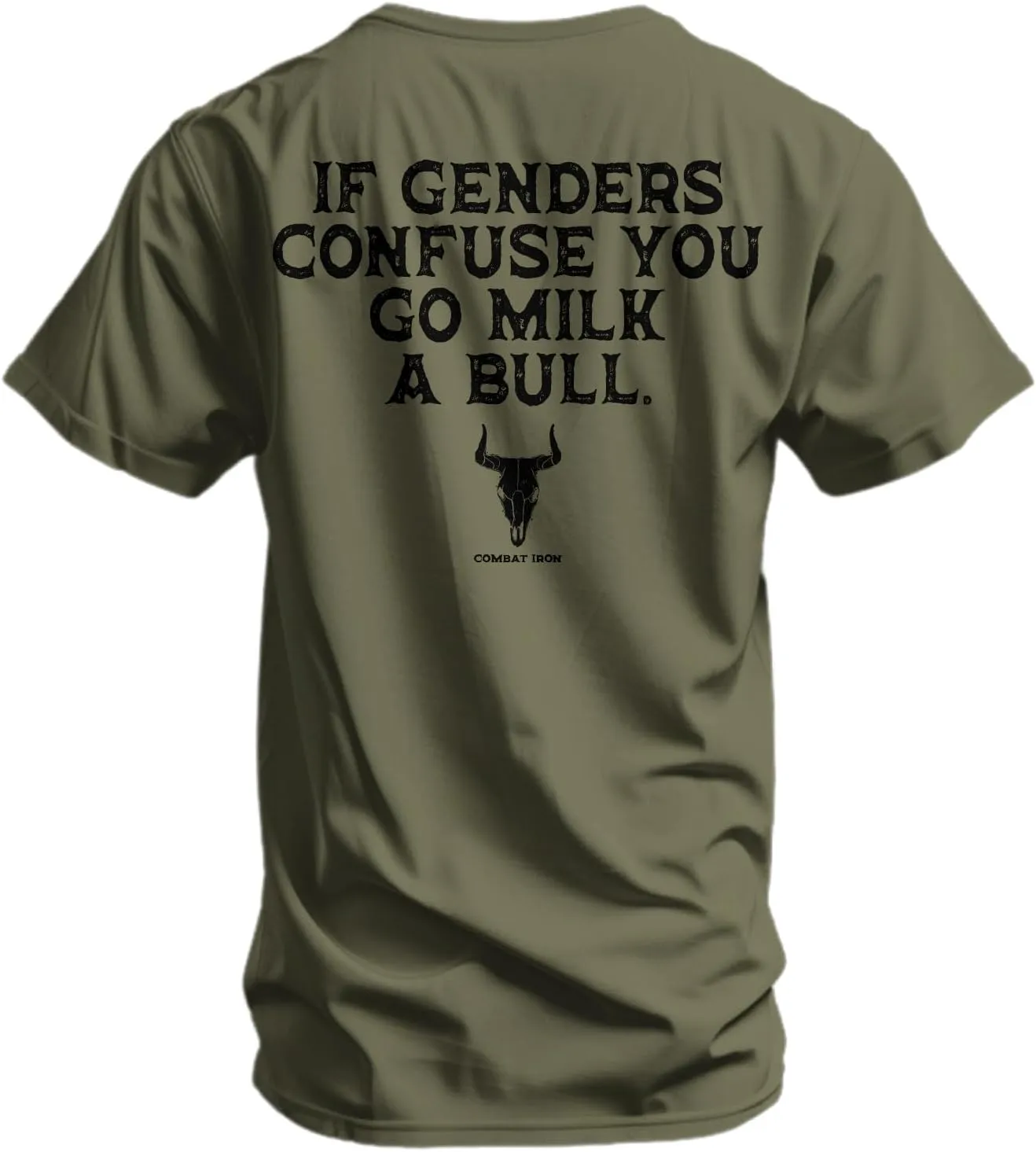 Combat Iron Men's Graphic T-Shirt | Go Milk a Bull | Cotton-Poly Blend | Athletic Fit, Tagless Comfort