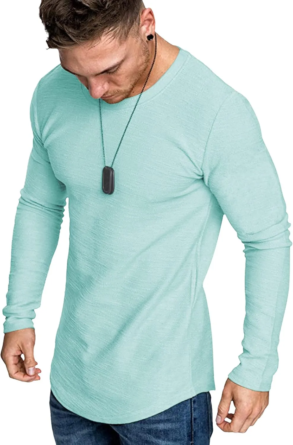 COOFANDY Men 2 Pack Muscle Fitted T Shirt Gym Workout Athletic Long Sleeves Tee