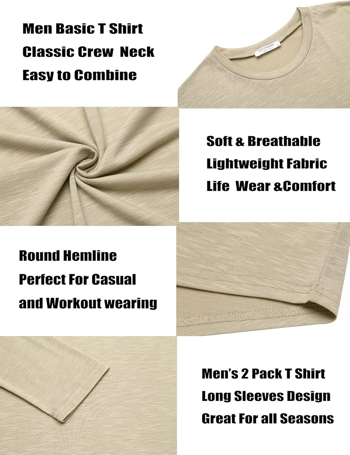 COOFANDY Men 2 Pack Muscle Fitted T Shirt Gym Workout Athletic Long Sleeves Tee