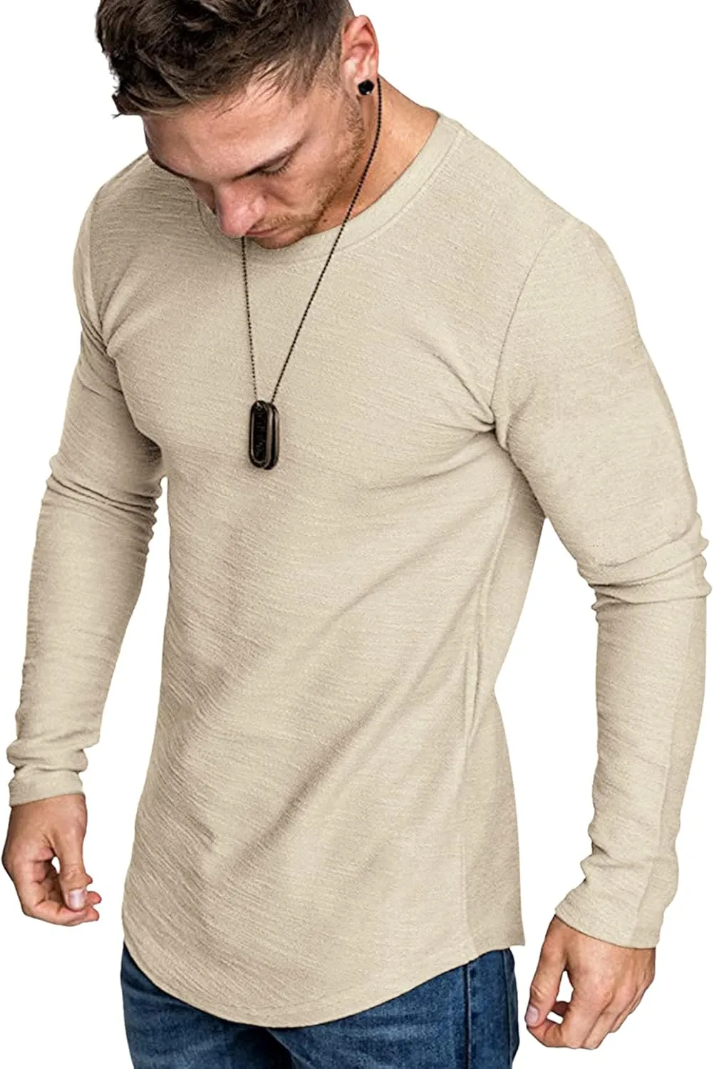 COOFANDY Men 2 Pack Muscle Fitted T Shirt Gym Workout Athletic Long Sleeves Tee