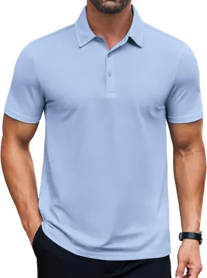COOFANDY Men's Polo Shirts Short Sleeve Slim Fit Casual Solid Basic Golf Shirt Collared T-Shirt