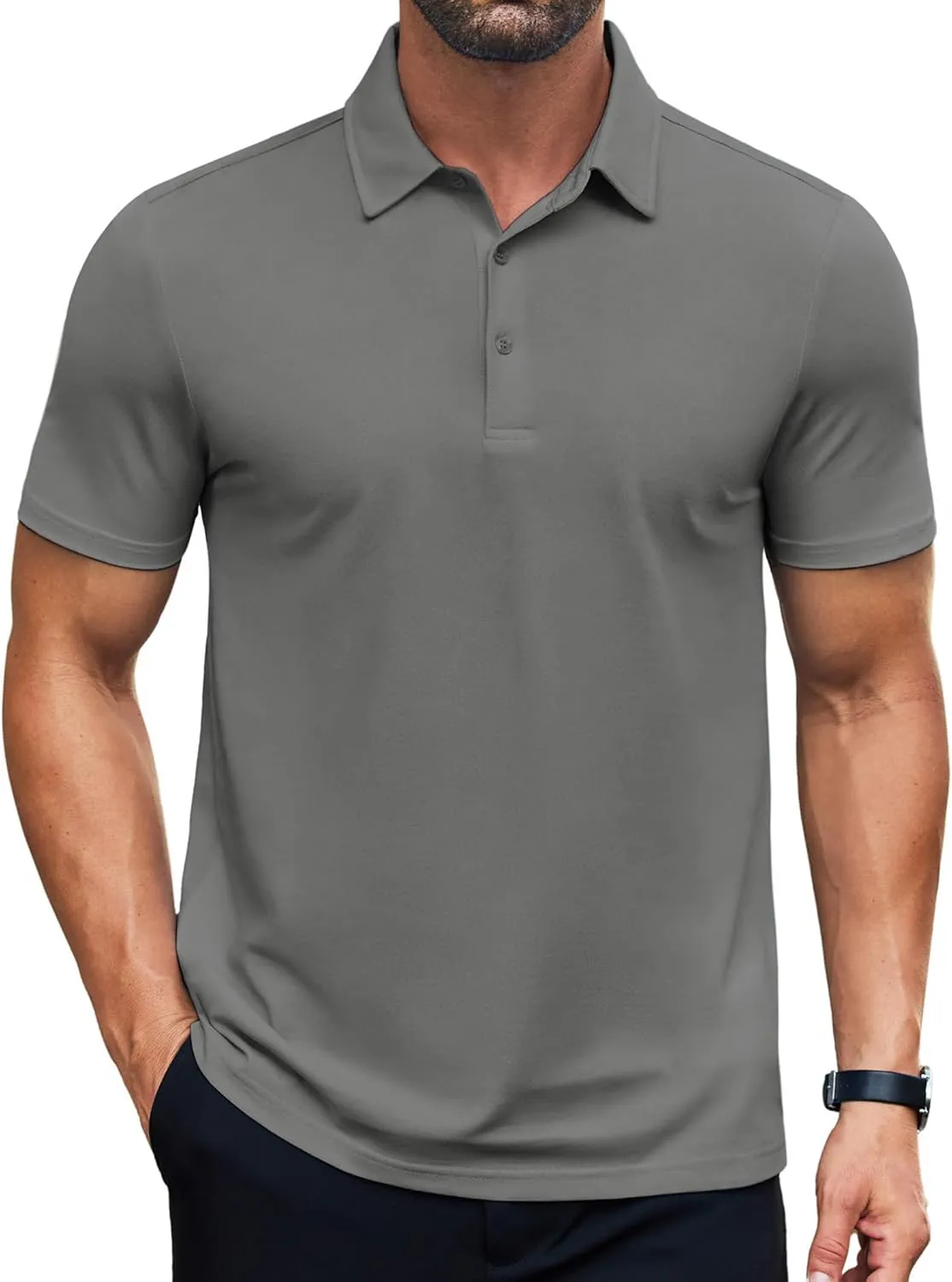 COOFANDY Men's Polo Shirts Short Sleeve Slim Fit Casual Solid Basic Golf Shirt Collared T-Shirt