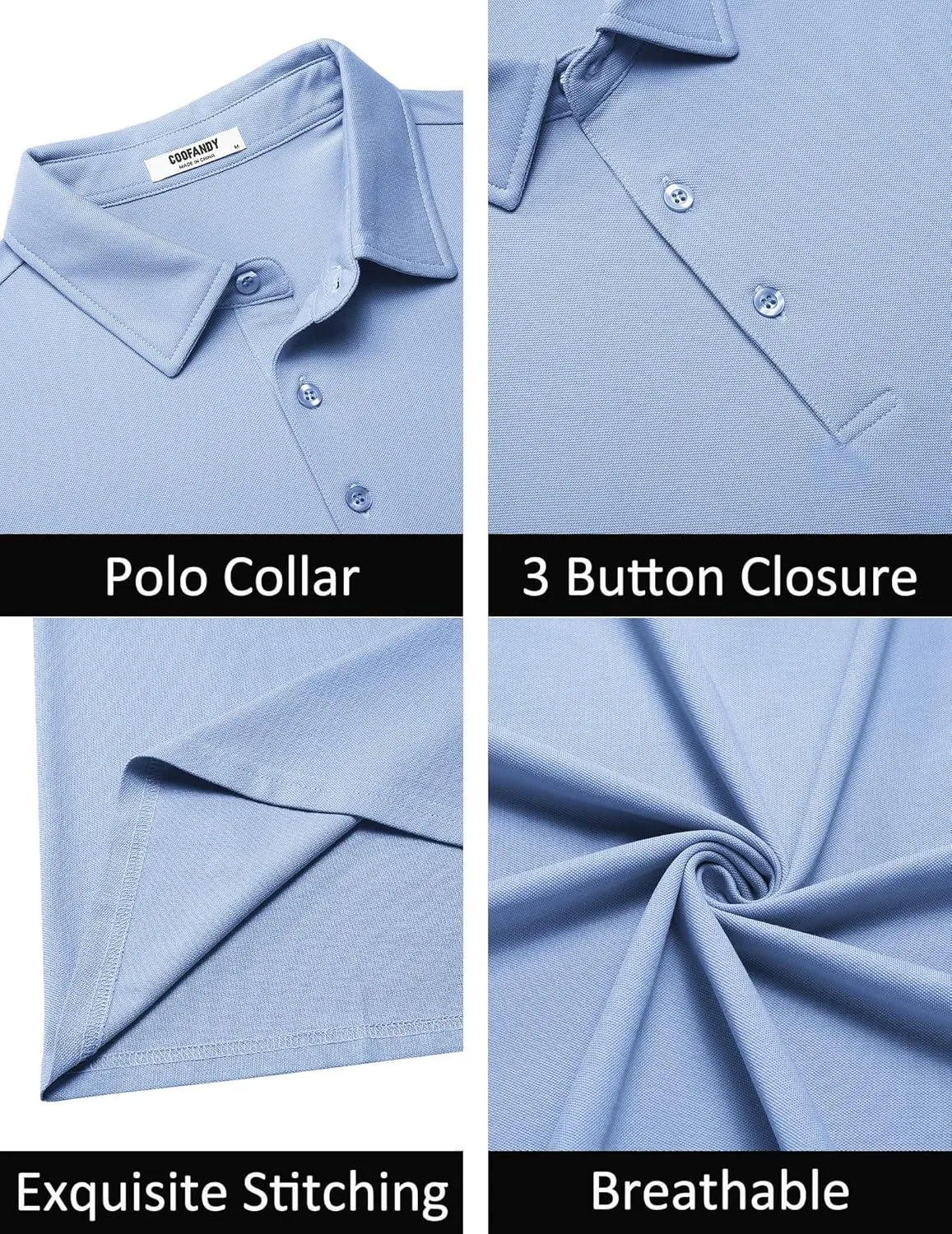 COOFANDY Men's Polo Shirts Short Sleeve Slim Fit Casual Solid Basic Golf Shirt Collared T-Shirt