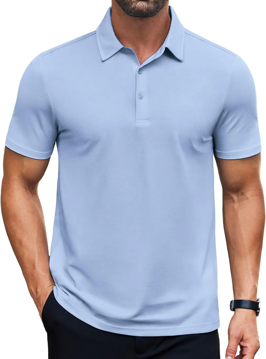 COOFANDY Men's Polo Shirts Short Sleeve Slim Fit Casual Solid Basic Golf Shirt Collared T-Shirt