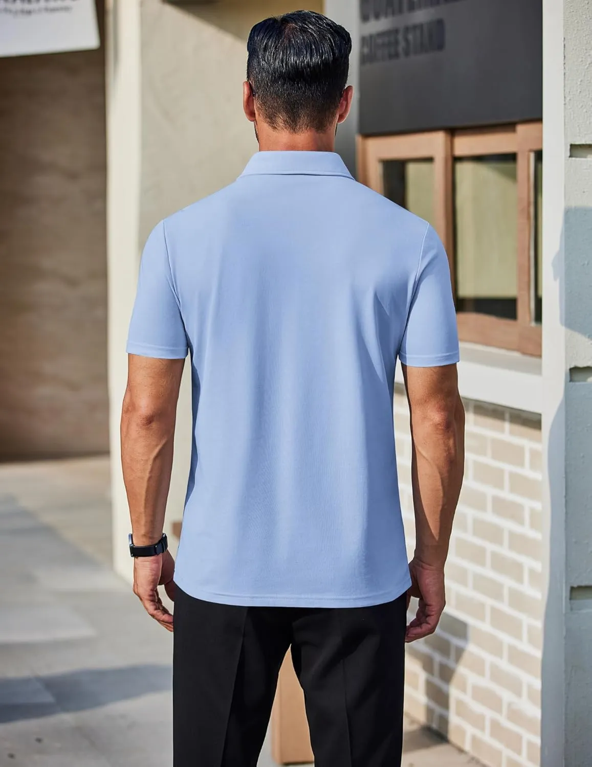 COOFANDY Men's Polo Shirts Short Sleeve Slim Fit Casual Solid Basic Golf Shirt Collared T-Shirt