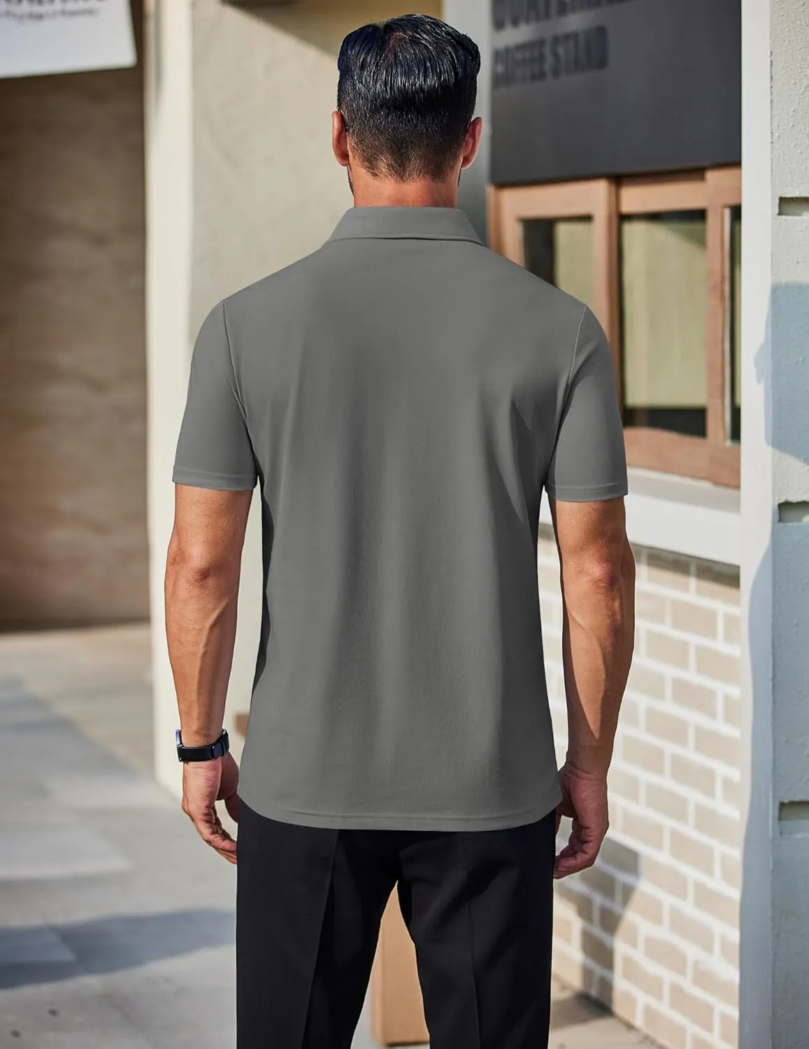 COOFANDY Men's Polo Shirts Short Sleeve Slim Fit Casual Solid Basic Golf Shirt Collared T-Shirt