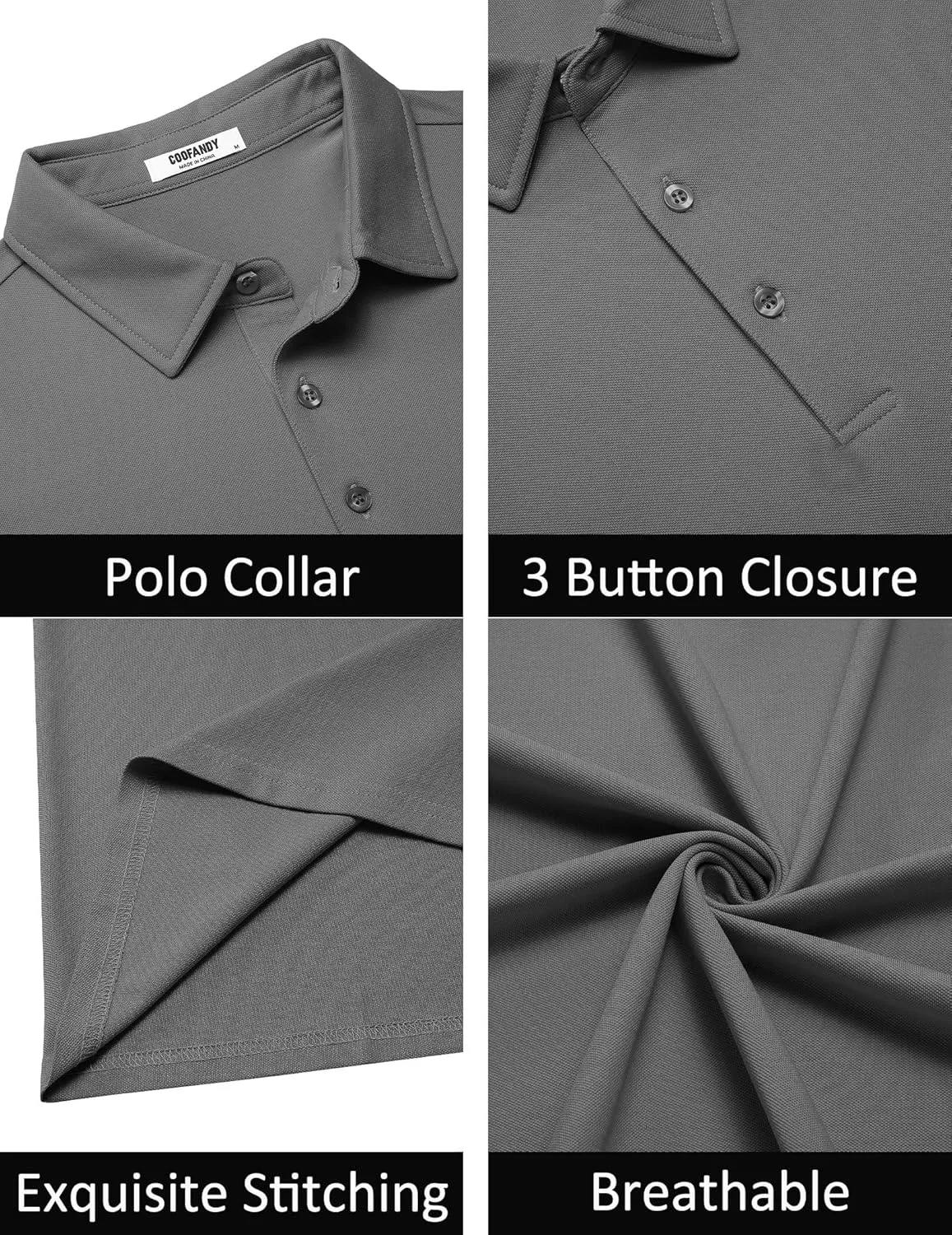 COOFANDY Men's Polo Shirts Short Sleeve Slim Fit Casual Solid Basic Golf Shirt Collared T-Shirt