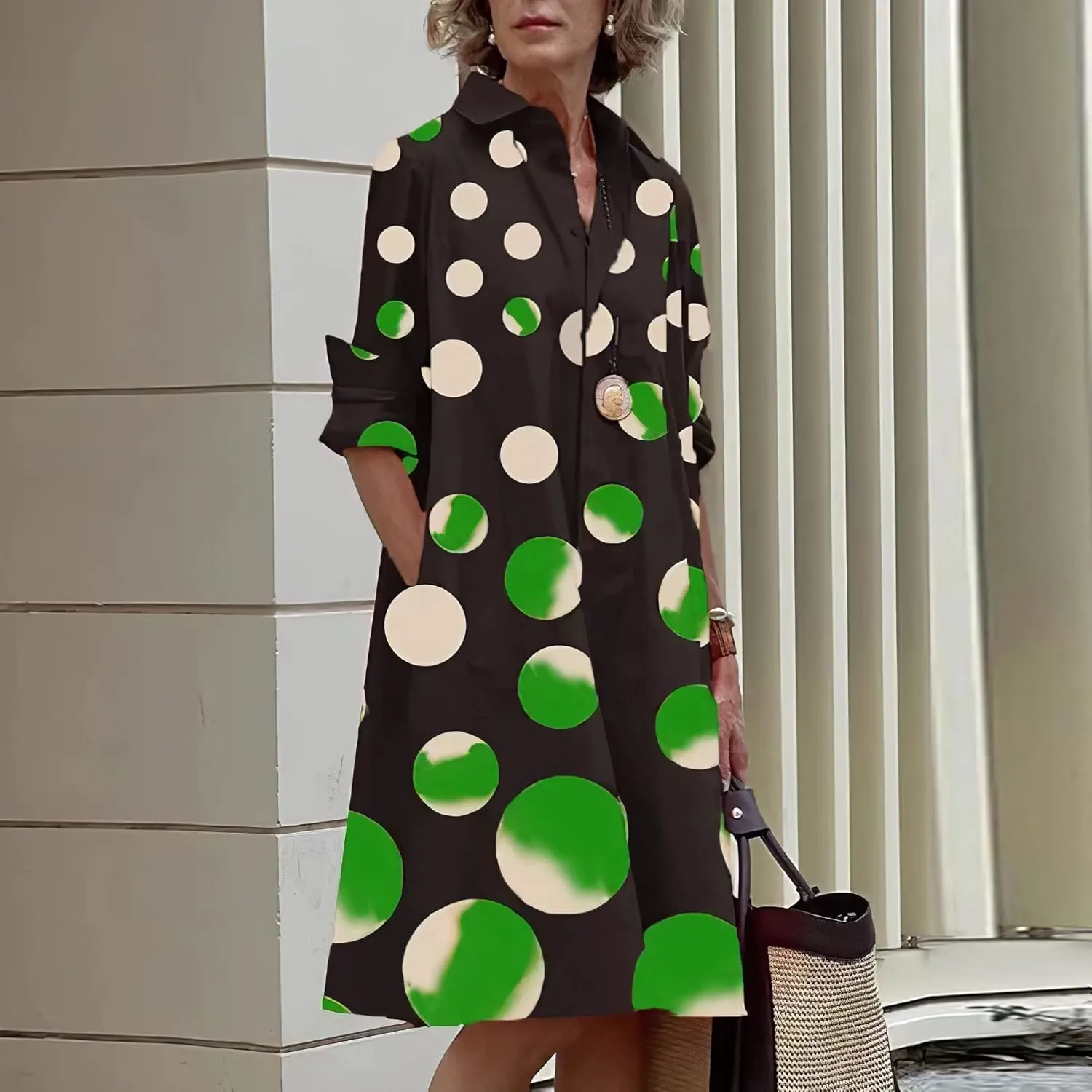 Costaric Womens Cotton Linen Shirt Dress Long Sleeve Button Down V Neck Loose Fit Casual Shirt Dresses with Pockets