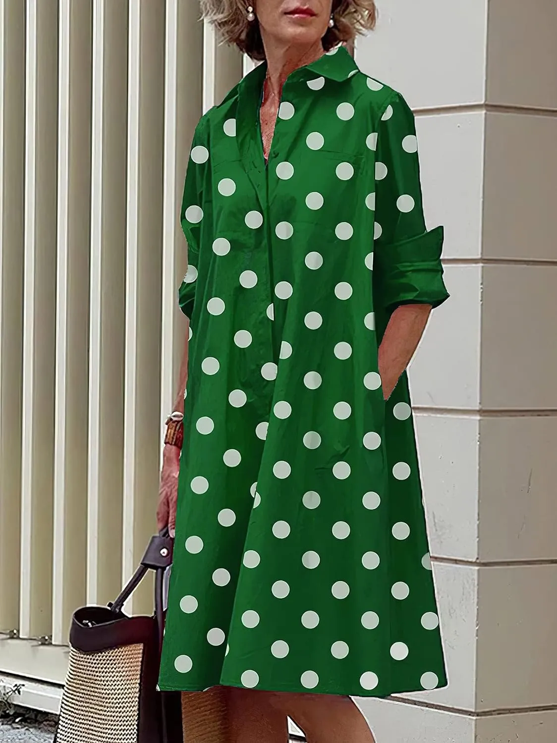 Costaric Womens Cotton Linen Shirt Dress Long Sleeve Button Down V Neck Loose Fit Casual Shirt Dresses with Pockets
