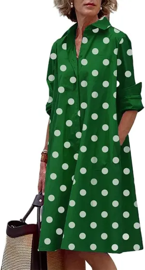 Costaric Womens Cotton Linen Shirt Dress Long Sleeve Button Down V Neck Loose Fit Casual Shirt Dresses with Pockets