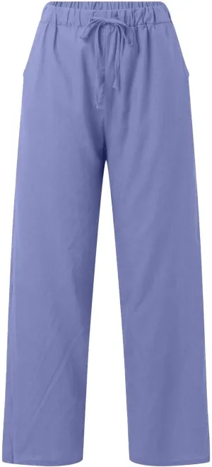 Cotton Linen Pants Women Summer High Waist Casual Drawstring Pants Straight Leg Going Out Lounge Trouser with Pocket