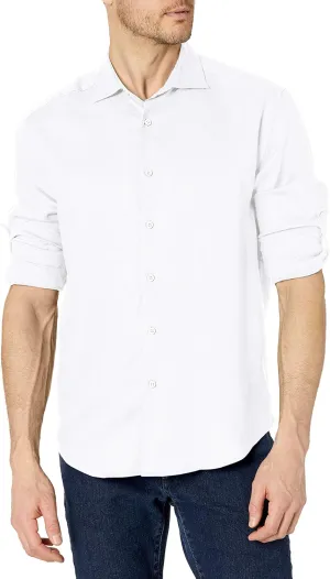 Cubavera Men's Standard Travelselect Linen-Blend Long Sleeve Button-Down Shirt, Classic Fit, Wrinkle Resistant