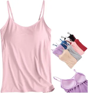 Curvachic - Loose-Fitting Tank Top with Built-in Bra, Womens Camisole Tank Top, Loose Fit Camisole Adjustable Strap