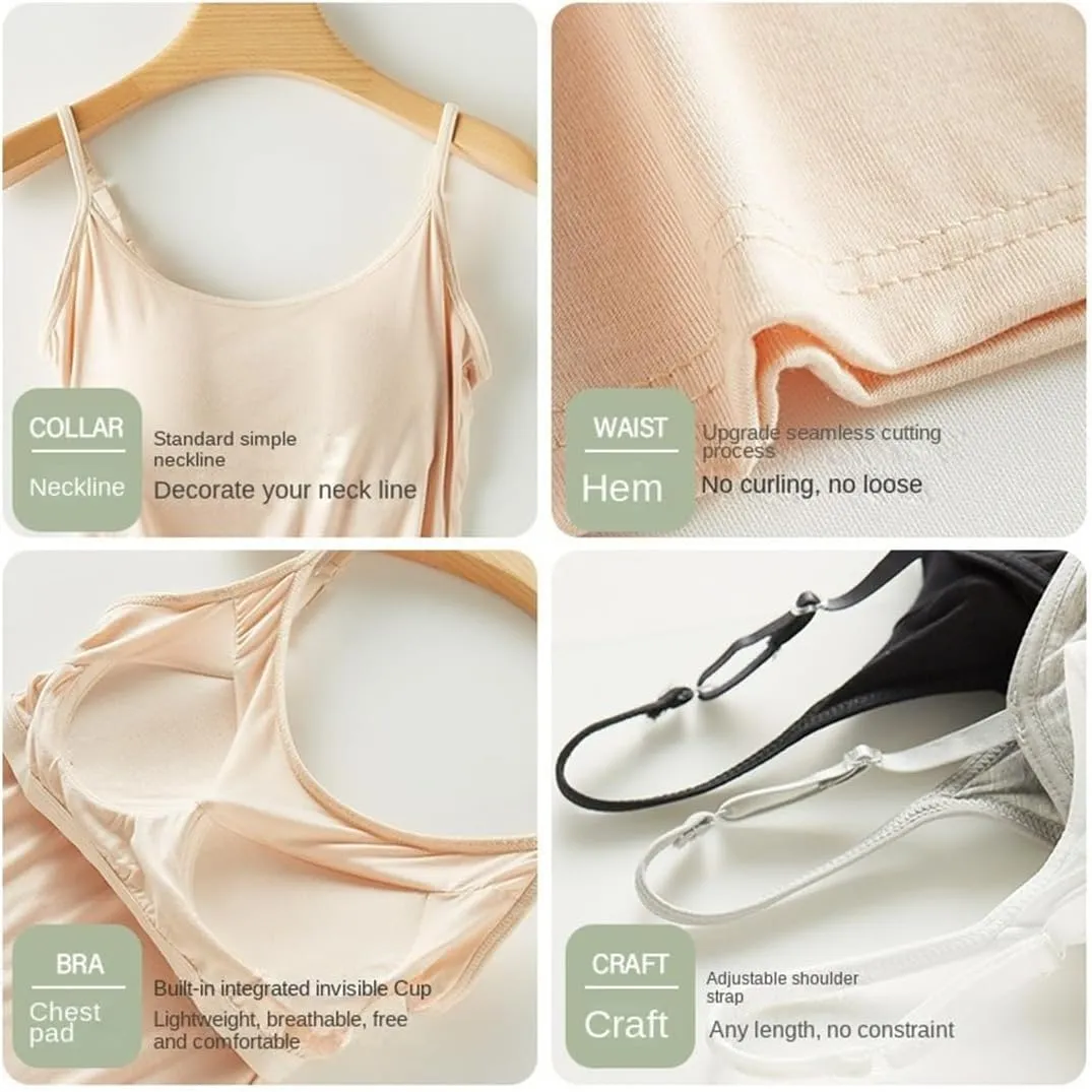 Curvachic - Loose-Fitting Tank Top with Built-in Bra, Womens Camisole Tank Top, Loose Fit Camisole Adjustable Strap