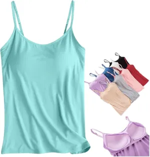 Curvachic - Loose-Fitting Tank Top with Built-in Bra, Womens Camisole Tank Top, Loose Fit Camisole Adjustable Strap
