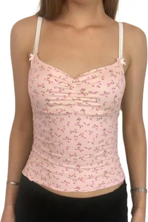 Cute Camisole for Women Y2k Spaghetti Strap V Neck Fitted Tank Top Preppy Button Front Sleeveless Crop Top