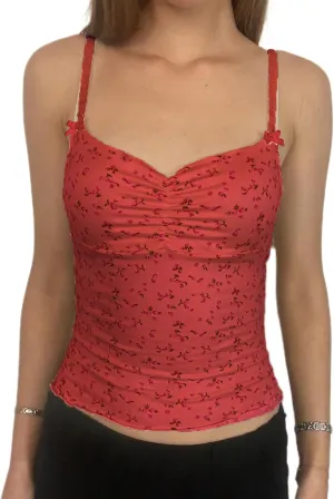 Cute Camisole for Women Y2k Spaghetti Strap V Neck Fitted Tank Top Preppy Button Front Sleeveless Crop Top