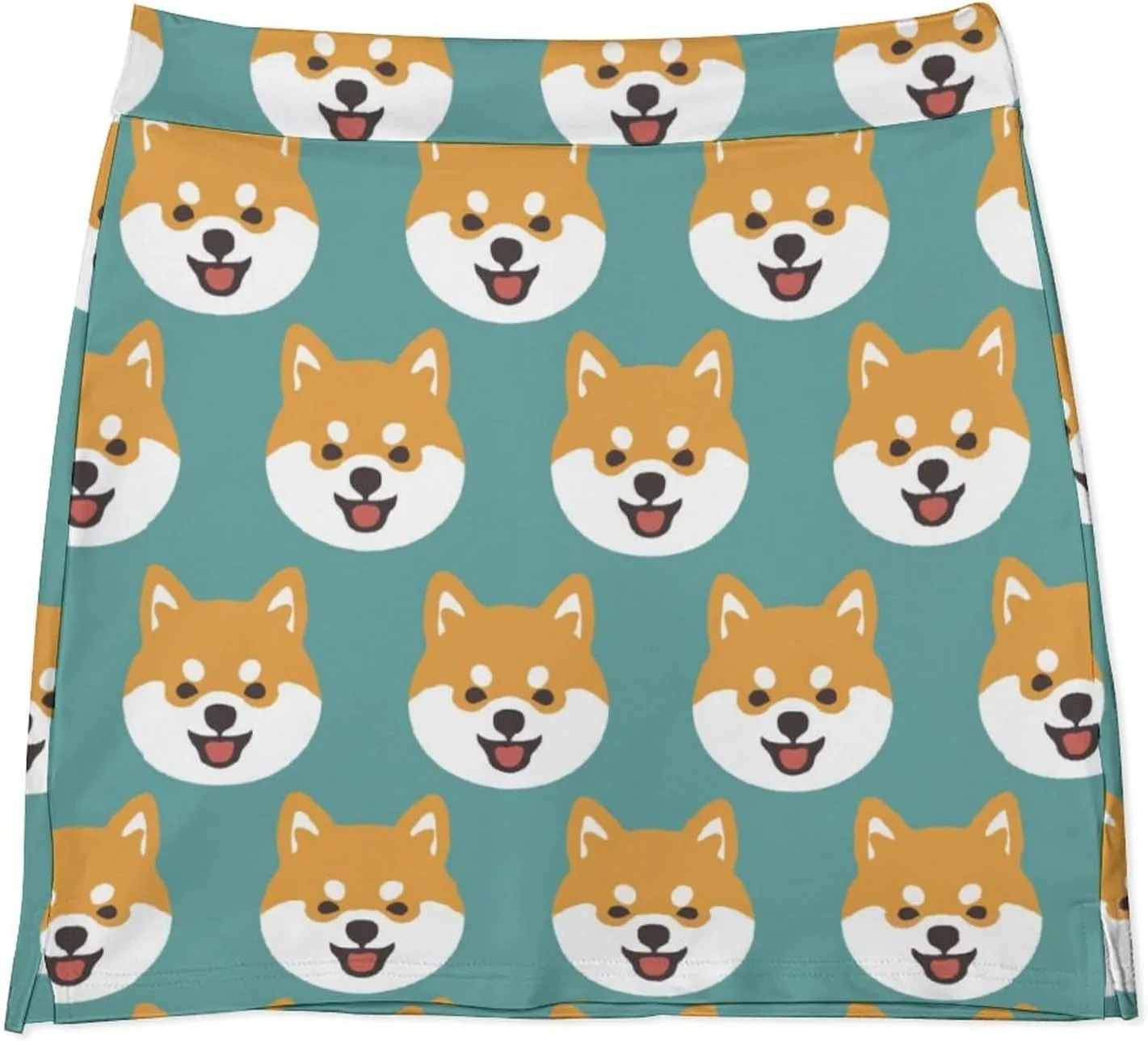 Cute Shiba Dog Face Women's Mini Tennis Skirt with Shorts Underneath Athletic Workout Cute Skorts