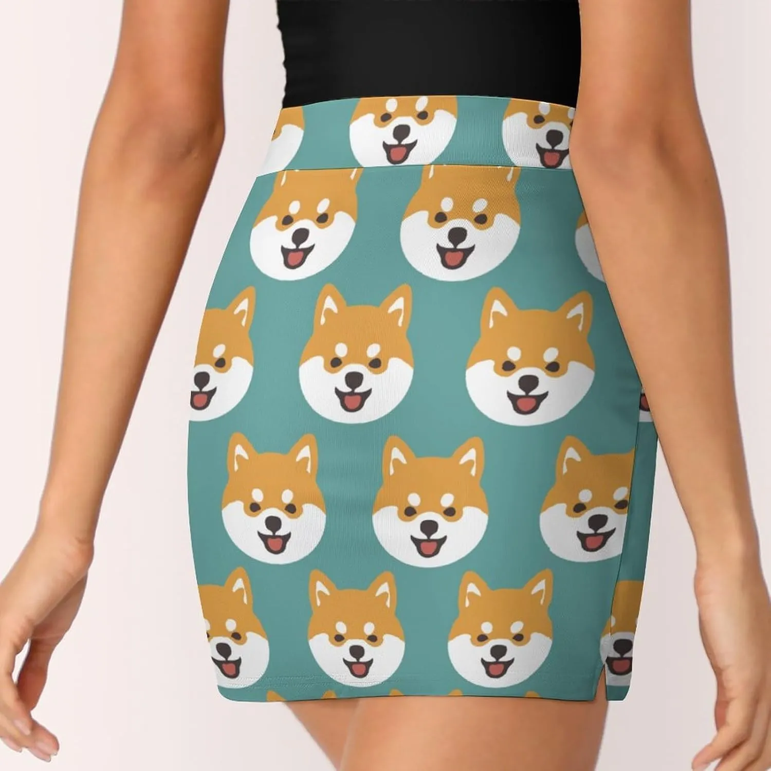 Cute Shiba Dog Face Women's Mini Tennis Skirt with Shorts Underneath Athletic Workout Cute Skorts