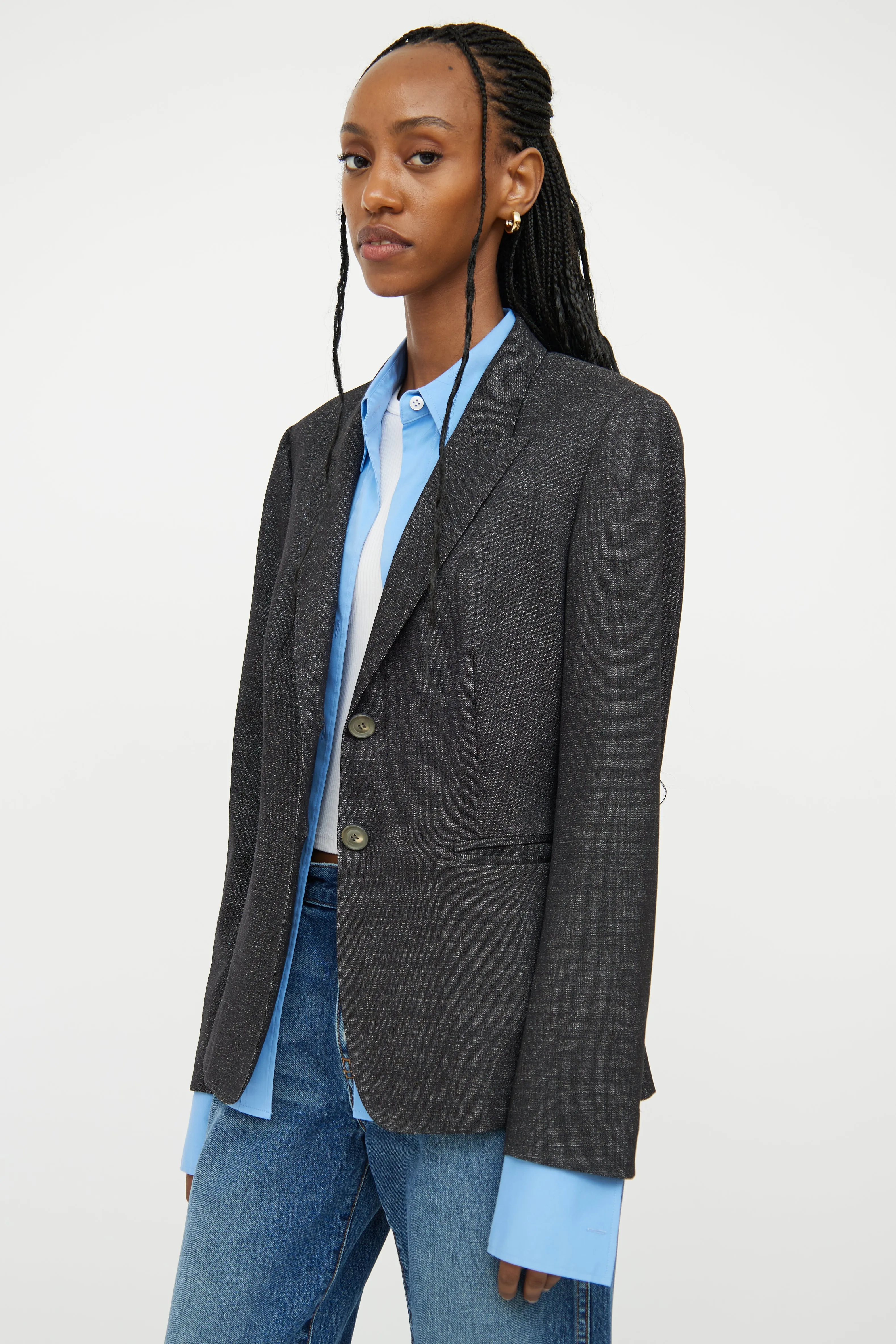 Dark Grey Wool Blend Blazer