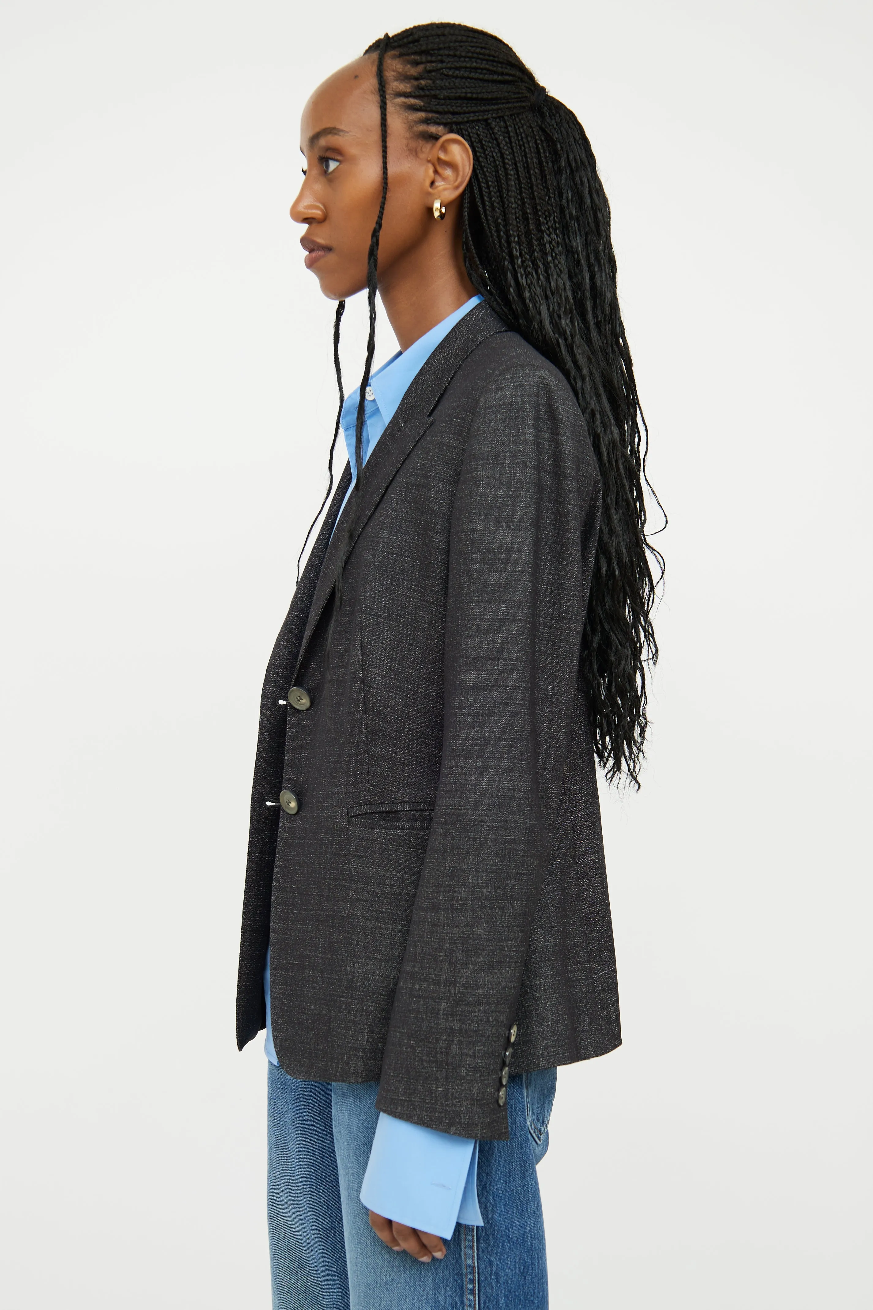 Dark Grey Wool Blend Blazer