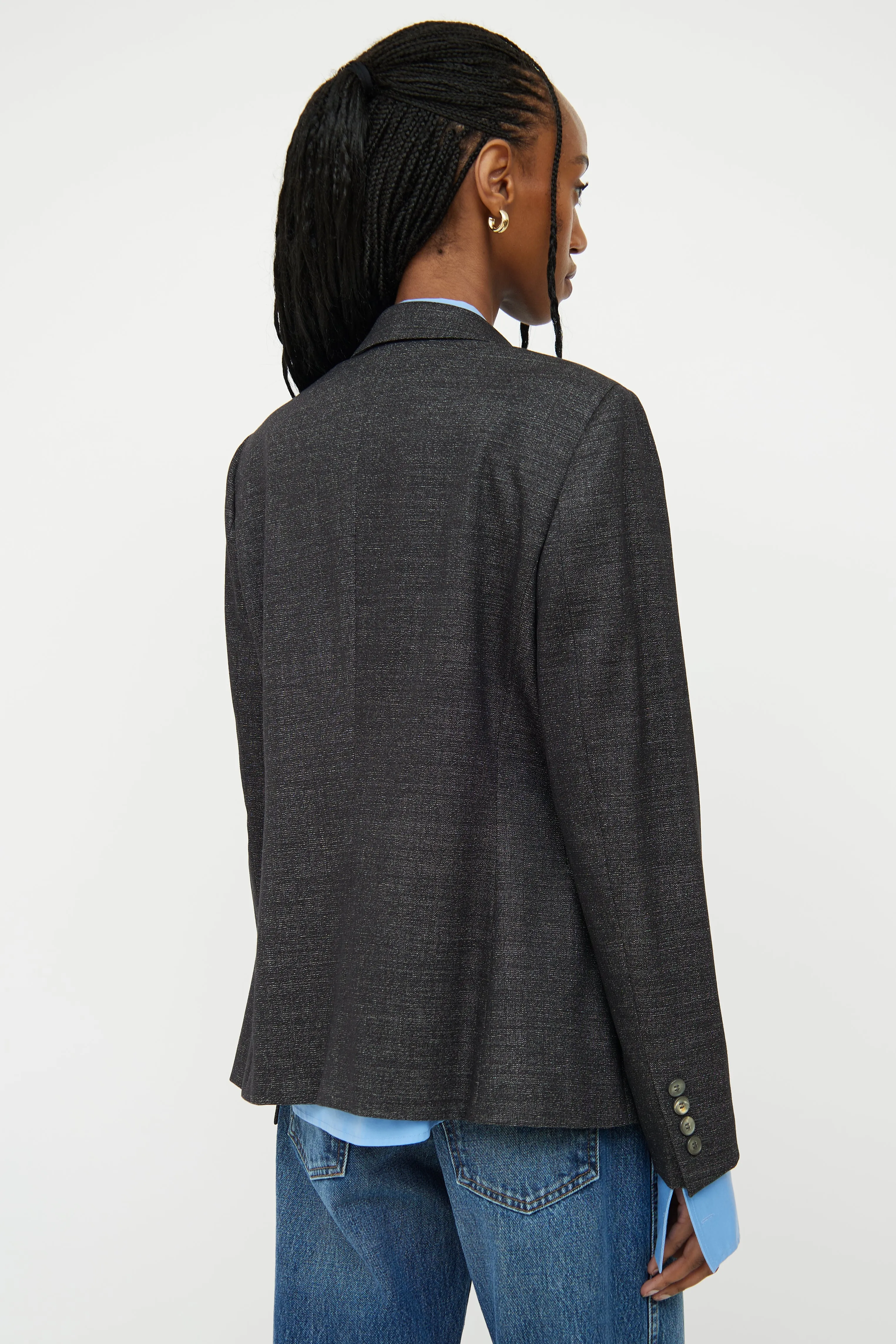 Dark Grey Wool Blend Blazer