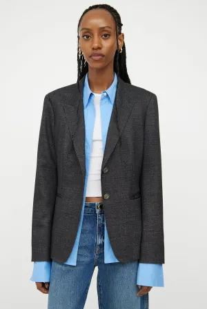 Dark Grey Wool Blend Blazer