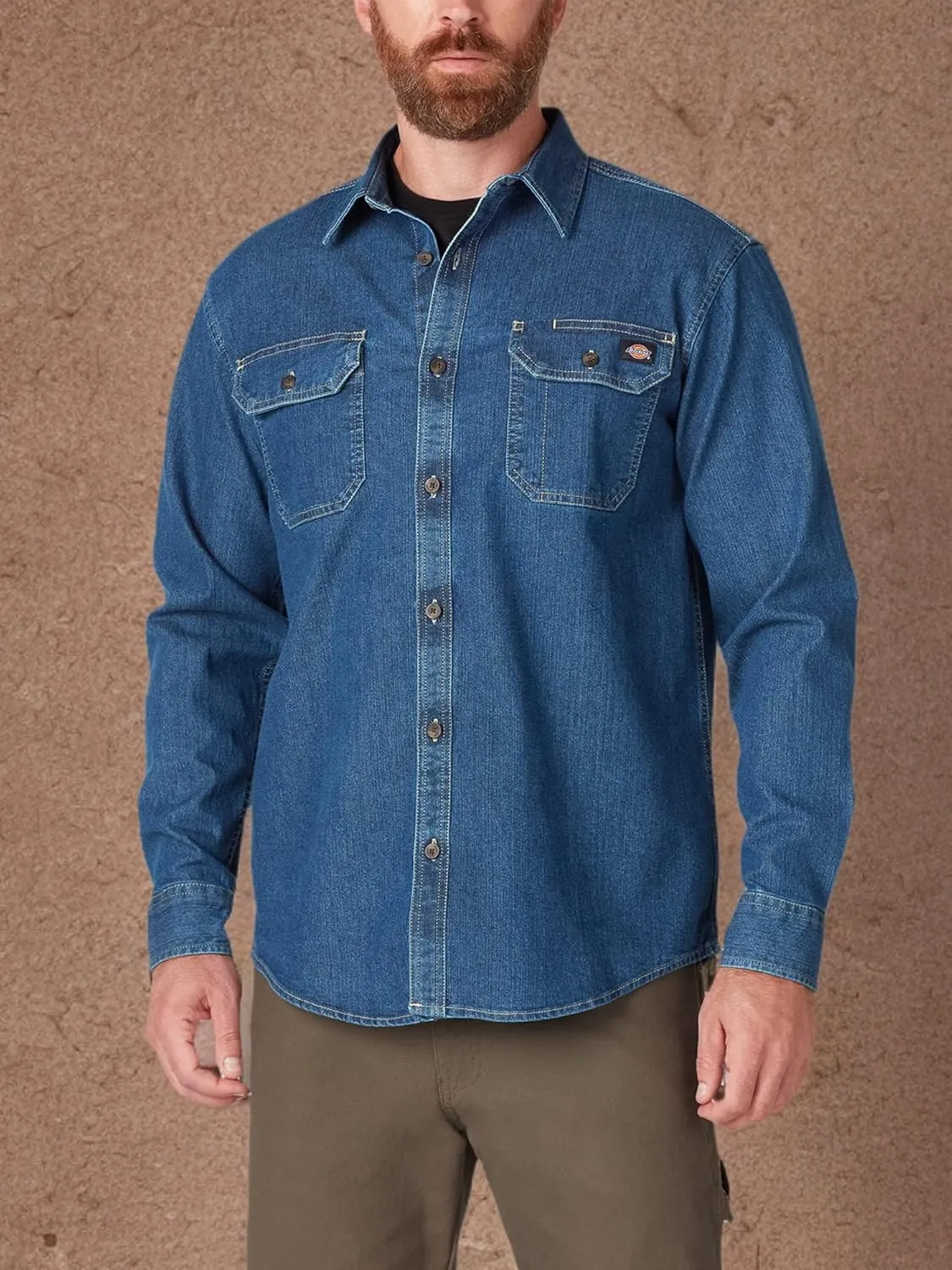 Dickies Men's Flex Denim Long Sleeve Shirt