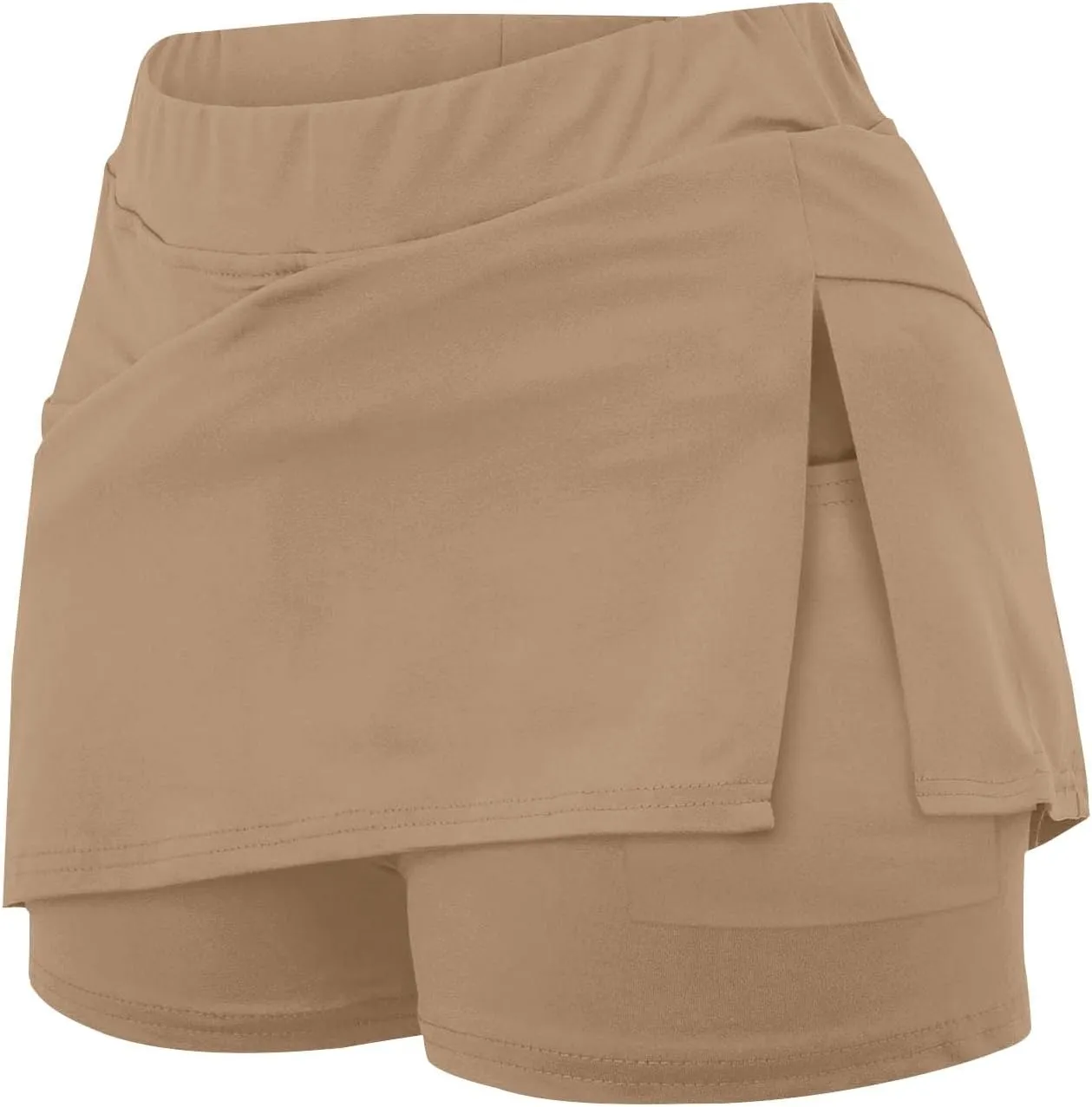 Elastic Yoga Skorts for Women Plus Size Tummy Control High Waisted Athletic Tennis Golf Culottes Pockets Shorts