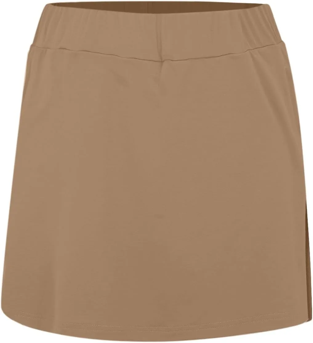 Elastic Yoga Skorts for Women Plus Size Tummy Control High Waisted Athletic Tennis Golf Culottes Pockets Shorts