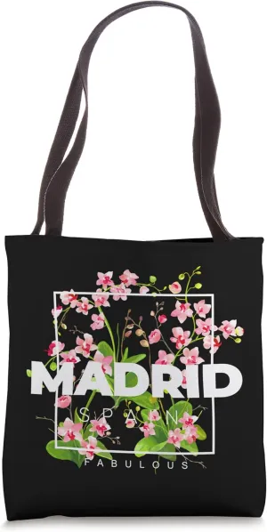 Enjoy Cool Floral Madrid Spain Novelty Graphic Design Tote Bag