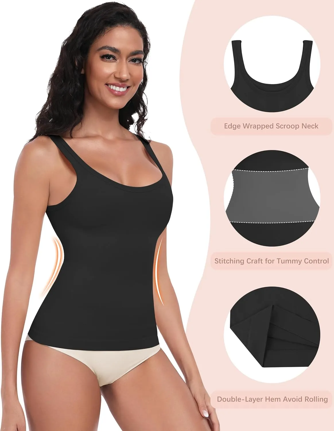 EUYZOU Womens Shapewear Tummy Control Tank Top Scoop Neck Seamless Compression Tanks for Women Body Shaper Camisole Top