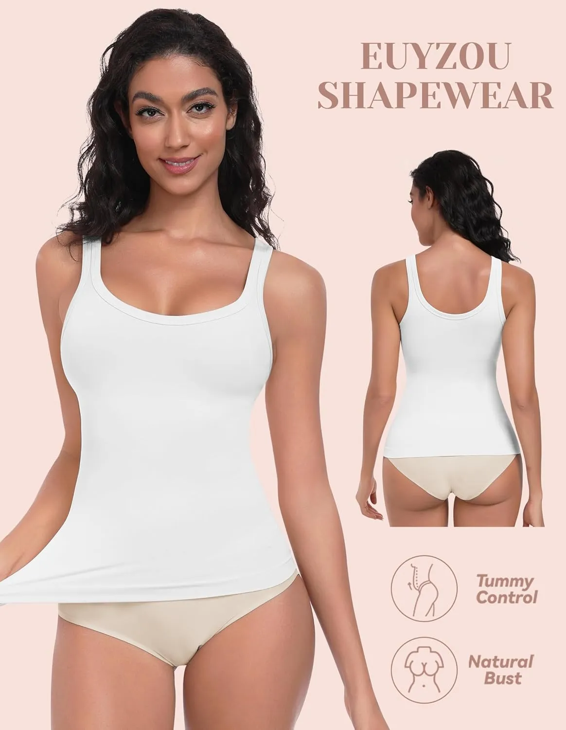 EUYZOU Womens Shapewear Tummy Control Tank Top Scoop Neck Seamless Compression Tanks for Women Body Shaper Camisole Top