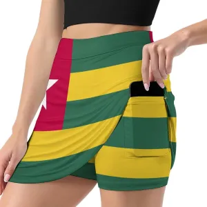 Fattyeery Skirts Casual Golf-Skorts Uganda Flag for Women Knee Length Comfort Skort Women's High Waist Athletic Skirt