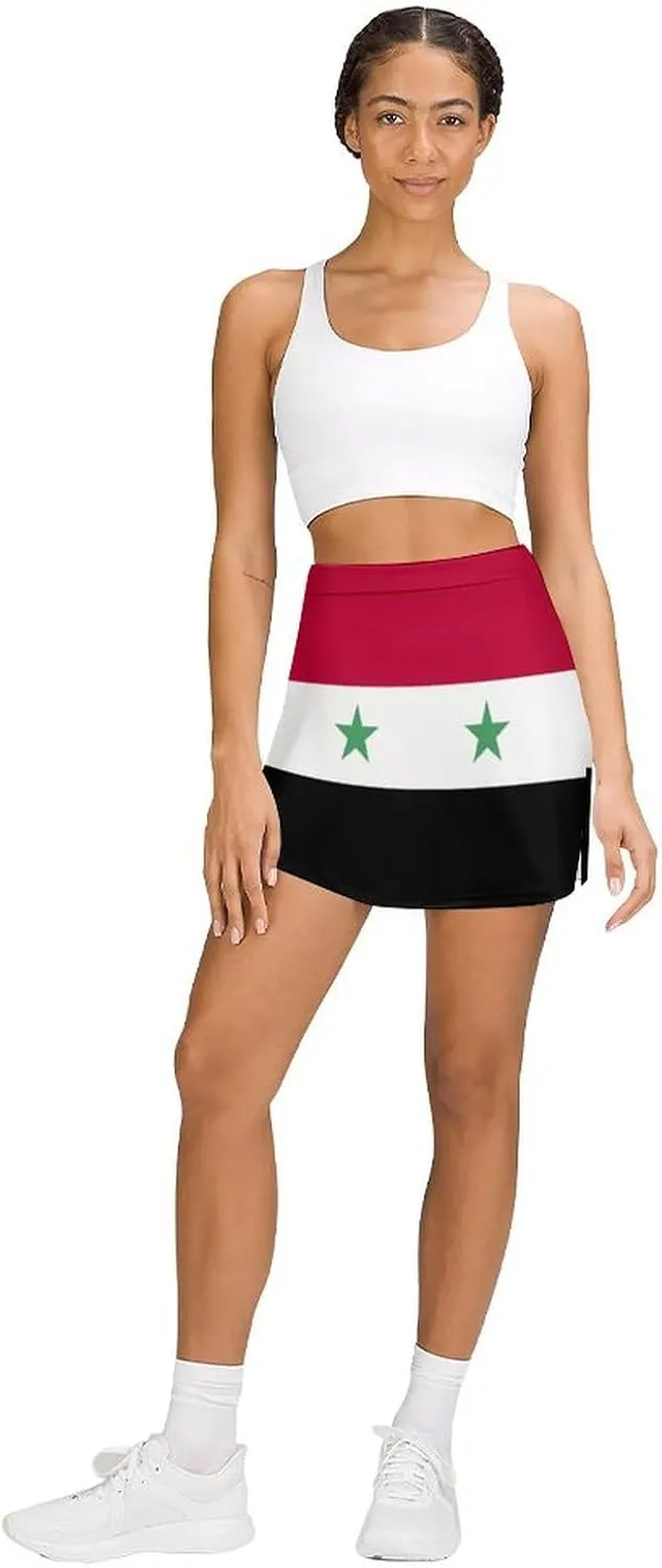 Fattyeery Skirts Casual Golf-Skorts Uganda Flag for Women Knee Length Comfort Skort Women's High Waist Athletic Skirt