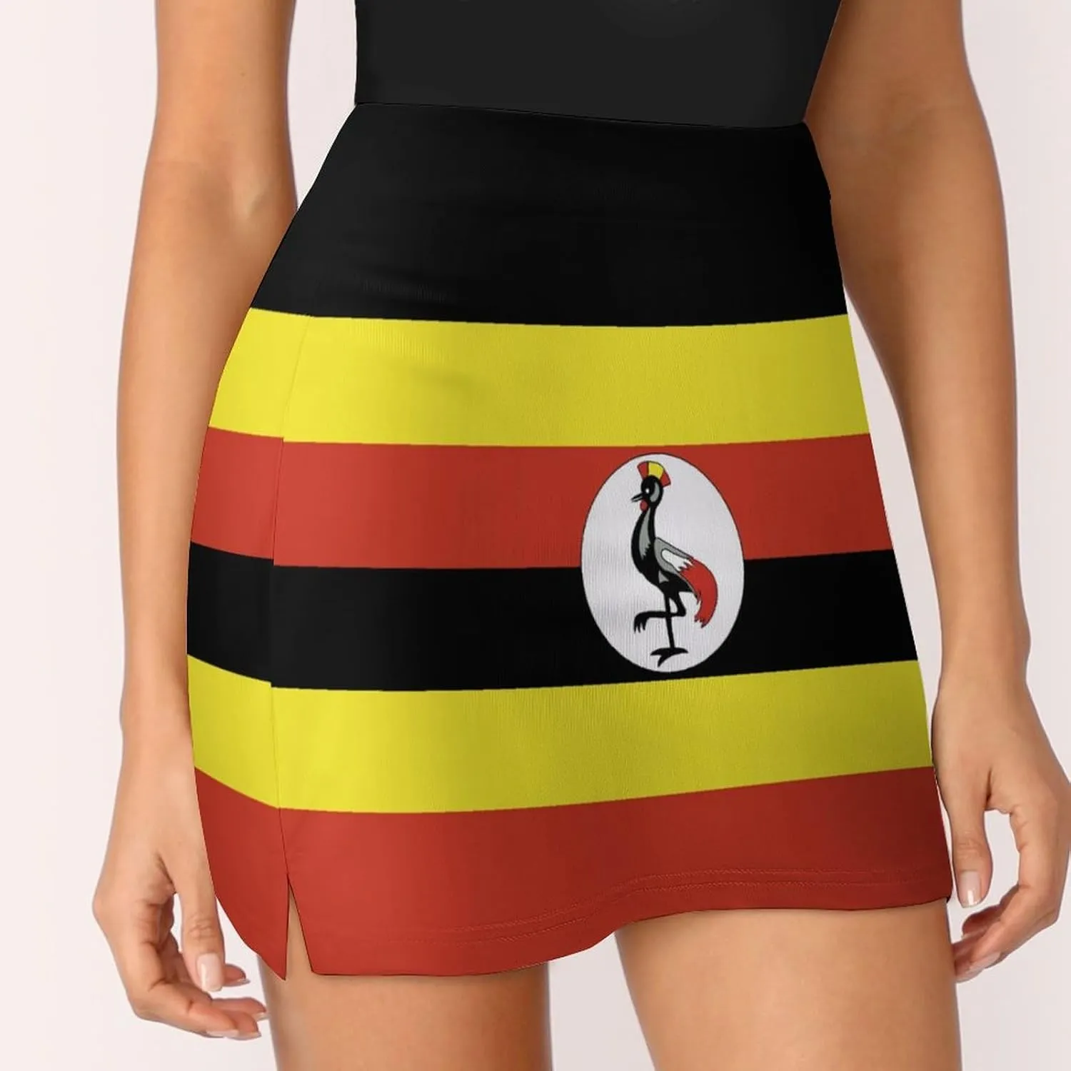Fattyeery Skirts Casual Golf-Skorts Uganda Flag for Women Knee Length Comfort Skort Women's High Waist Athletic Skirt