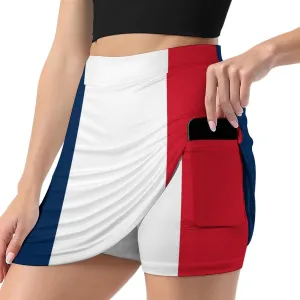 Fattyeery Women's Athletic Skorts Canada Flag Lightweight Skirts Inner Shorts with Pocket Tennis Workout Sports Skort