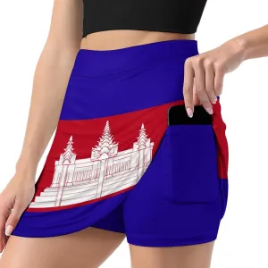 Fattyeery Women's Athletic Skorts Canada Flag Lightweight Skirts Inner Shorts with Pocket Tennis Workout Sports Skort