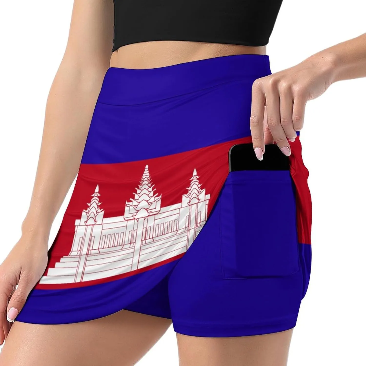 Fattyeery Women's Athletic Skorts Canada Flag Lightweight Skirts Inner Shorts with Pocket Tennis Workout Sports Skort