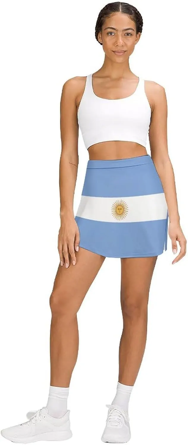 Fattyeery Women's Athletic Skorts Canada Flag Lightweight Skirts Inner Shorts with Pocket Tennis Workout Sports Skort