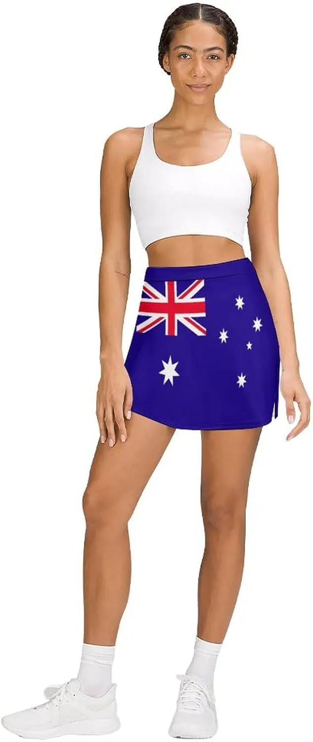 Fattyeery Women's Athletic Skorts Canada Flag Lightweight Skirts Inner Shorts with Pocket Tennis Workout Sports Skort