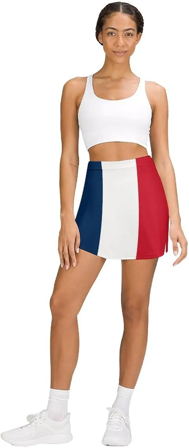 Fattyeery Women's Athletic Skorts Canada Flag Lightweight Skirts Inner Shorts with Pocket Tennis Workout Sports Skort