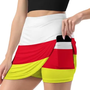 Fattyeery Women's Athletic Skorts Sri Lanka Flag Lightweight Skirts Inner Shorts with Pocket Tennis Workout Sports Skort