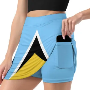 Fattyeery Women's Athletic Skorts Sri Lanka Flag Lightweight Skirts Inner Shorts with Pocket Tennis Workout Sports Skort