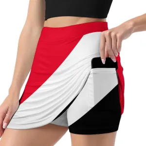 Fattyeery Women's Athletic Skorts Sri Lanka Flag Lightweight Skirts Inner Shorts with Pocket Tennis Workout Sports Skort